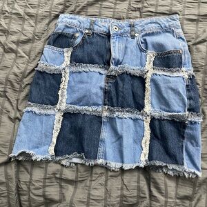 Blue Patchwork Skirt
